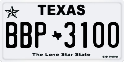 TX license plate BBP3100