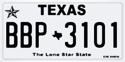 TX license plate BBP3101