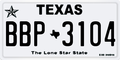 TX license plate BBP3104