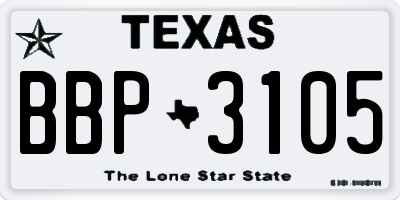 TX license plate BBP3105
