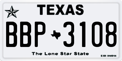 TX license plate BBP3108