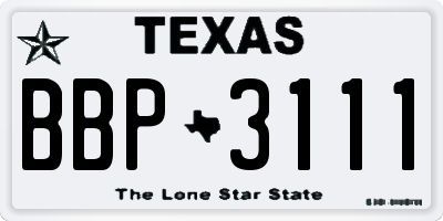 TX license plate BBP3111