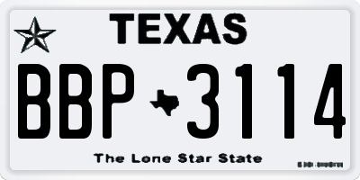 TX license plate BBP3114
