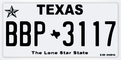 TX license plate BBP3117
