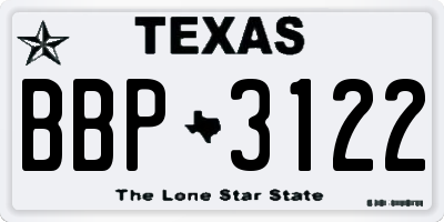 TX license plate BBP3122