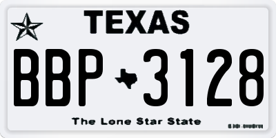 TX license plate BBP3128