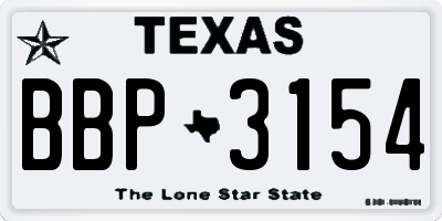 TX license plate BBP3154