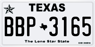 TX license plate BBP3165