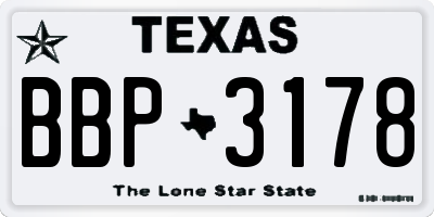 TX license plate BBP3178