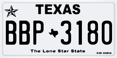 TX license plate BBP3180