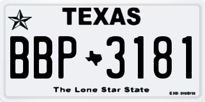 TX license plate BBP3181