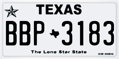 TX license plate BBP3183