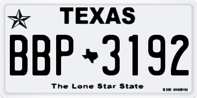 TX license plate BBP3192