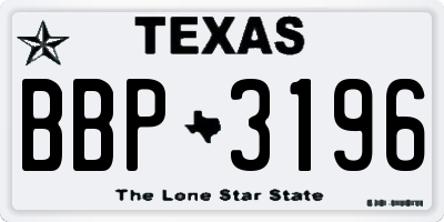 TX license plate BBP3196