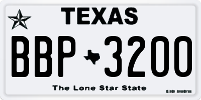 TX license plate BBP3200