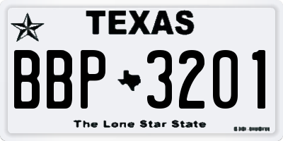 TX license plate BBP3201