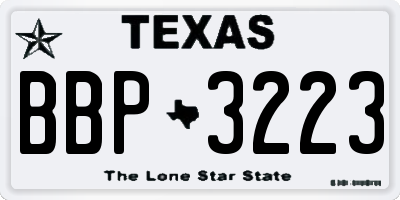 TX license plate BBP3223