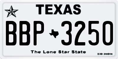 TX license plate BBP3250