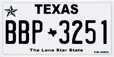 TX license plate BBP3251