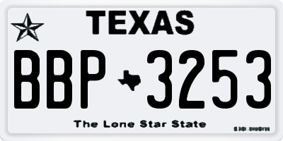 TX license plate BBP3253
