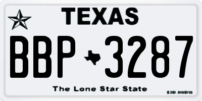 TX license plate BBP3287