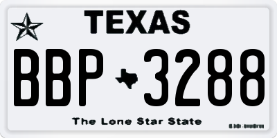 TX license plate BBP3288