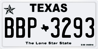 TX license plate BBP3293
