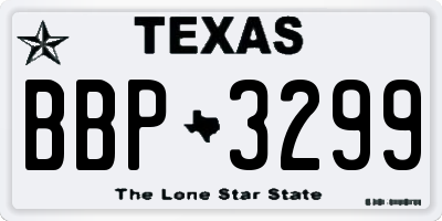 TX license plate BBP3299