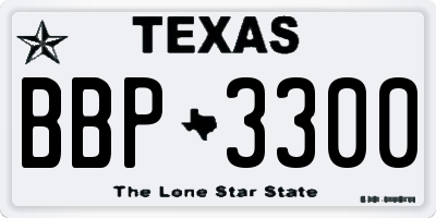 TX license plate BBP3300