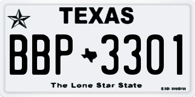 TX license plate BBP3301