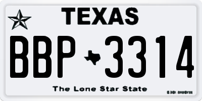 TX license plate BBP3314