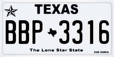 TX license plate BBP3316