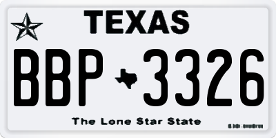 TX license plate BBP3326