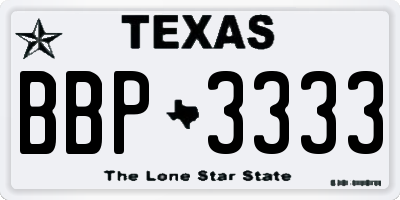 TX license plate BBP3333