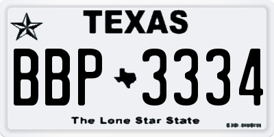 TX license plate BBP3334