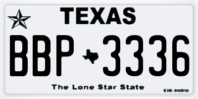 TX license plate BBP3336