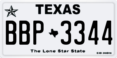 TX license plate BBP3344