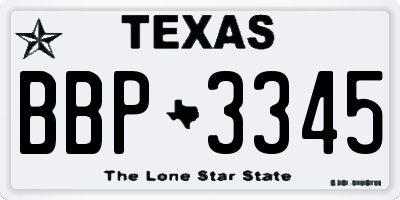 TX license plate BBP3345