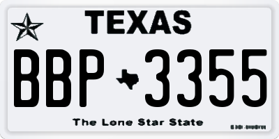 TX license plate BBP3355