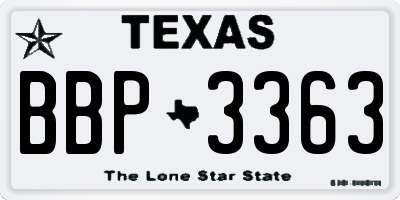TX license plate BBP3363
