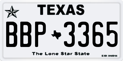 TX license plate BBP3365