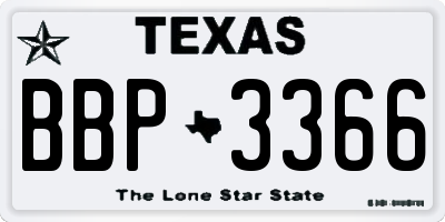 TX license plate BBP3366