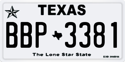 TX license plate BBP3381