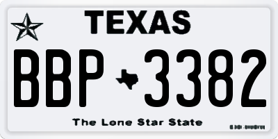 TX license plate BBP3382