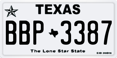 TX license plate BBP3387