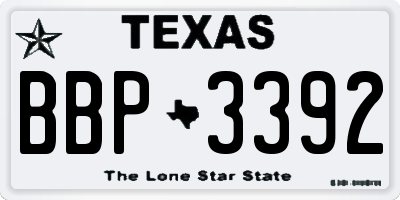 TX license plate BBP3392