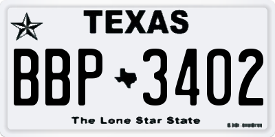 TX license plate BBP3402