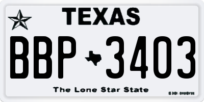 TX license plate BBP3403