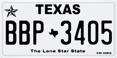 TX license plate BBP3405