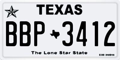 TX license plate BBP3412